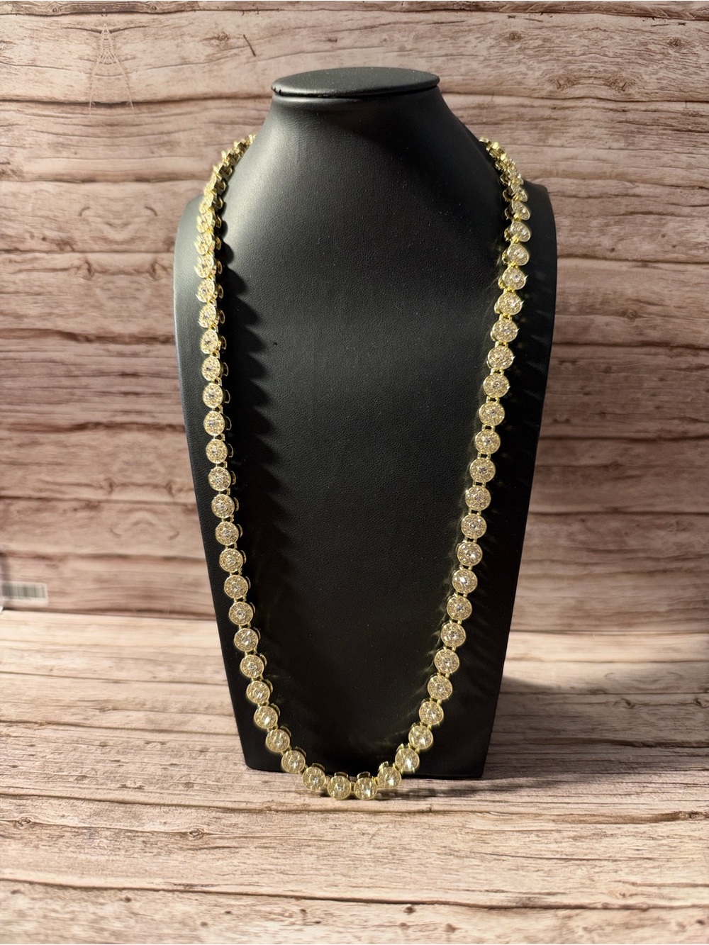 Iced Out Gold Rhinestone Tennis Drop Sparkling Gold Chain Necklace